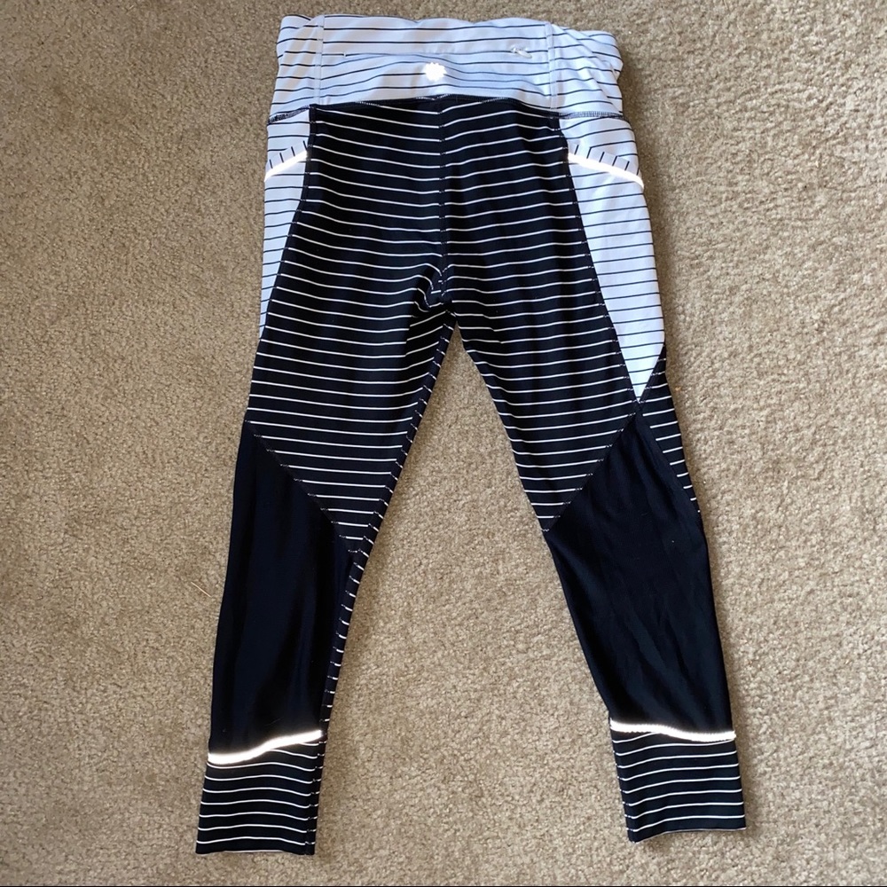 Athleta striped colorblock running leggings s